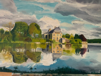 Œuvre contemporaine nommée « L’abbaye de Paimpont   dans ses reflets », Réalisée par CHRISTIAN FATOUX