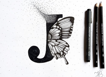 Œuvre contemporaine nommée « Lettre papillon », Réalisée par JUJU_BRN49