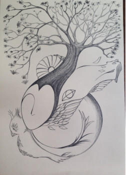 Œuvre contemporaine nommée « La sagesse de l'arbre », Réalisée par JUSTINE GUYOMARD