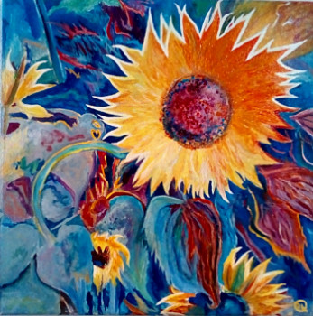 Œuvre contemporaine nommée « Tournesols fin d été », Réalisée par PIERRE-YVES QUEMENER