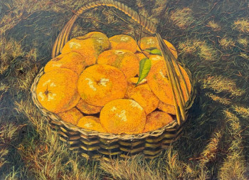 Œuvre contemporaine nommée « Corbeille de mandarines du jardin », Réalisée par NADYA RIGAILL