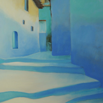 Œuvre contemporaine nommée « Chefchouen Maroc - L'escalier », Réalisée par MARLEEN MELENS
