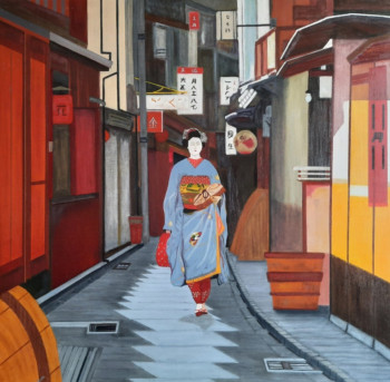 Œuvre contemporaine nommée « De bonne heure dans le quartier de Gion,Kyoto », Réalisée par FABRICE DURIEUX