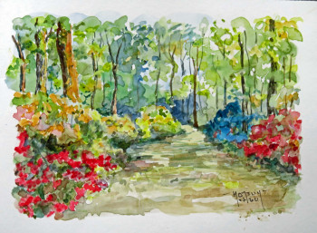 Œuvre contemporaine nommée « une allée dans le parc floral de Boutiguéry(cv284) », Réalisée par MICHEL HAMELIN