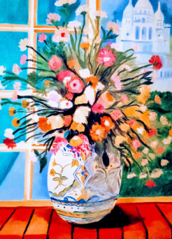 Œuvre contemporaine nommée « Première Peinture florale », Réalisée par ROSANN