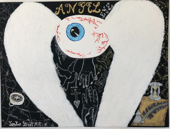 Œuvre contemporaine nommée « L’œil de l’ange », Réalisée par YKSTREETART