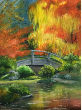 Œuvre contemporaine nommée « Jardin japonais à l’automne », Réalisée par PATRICIA DELEY