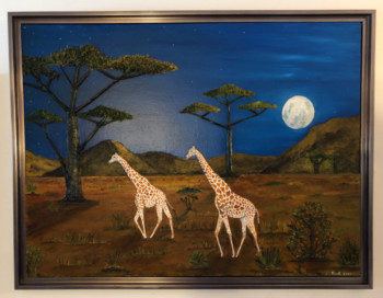 Œuvre contemporaine nommée « Girafe au clair de lune », Réalisée par FRANK