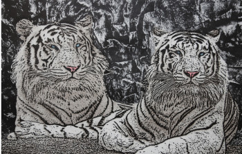 Œuvre contemporaine nommée « tigres blanc 2 », Réalisée par JACKY ROUGET