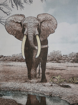 Œuvre contemporaine nommée « Éléphant », Réalisée par JACQUES ROUGET