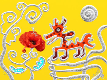 Œuvre contemporaine nommée « Le Renard et le Prince Coquelicot », Réalisée par CATHERINE ANGELKOLOR