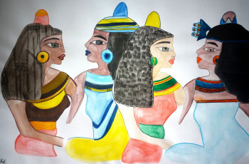 Œuvre contemporaine nommée « Femmes antique », Réalisée par KARINE YENO EDOWIZA