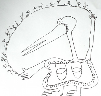 Œuvre contemporaine nommée « Oiseau créateur du monde », Réalisée par KARINE YENO EDOWIZA