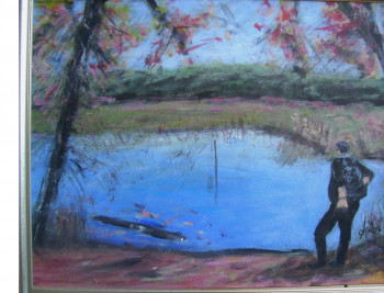 Œuvre contemporaine nommée « La pause au lac, IDF 2 », Réalisée par NADIA VIGUIER