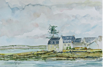 Œuvre contemporaine nommée « La pointe de l'Ile Tudy vue de loctudy », Réalisée par MICHEL HAMELIN