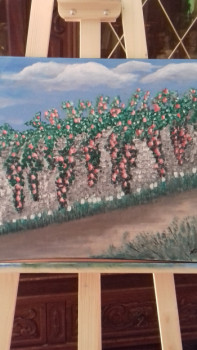 Œuvre contemporaine nommée « Mon mur fleuri », Réalisée par NICOLE SOUFFRAN