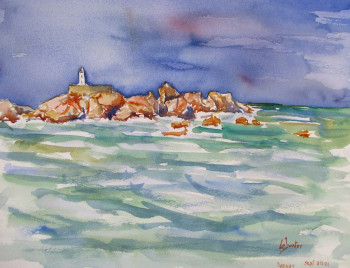 Œuvre contemporaine nommée « Rochers vers l'ile de Bréhat », Réalisée par JEAN-NOëL LE JUNTER