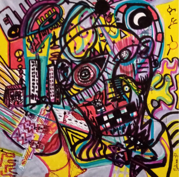 Œuvre contemporaine nommée « Le soleil a rendez-vous avec la lune », Réalisée par JULIAN.P