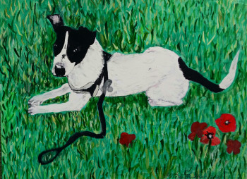Œuvre contemporaine nommée « Mon chien Oscar », Réalisée par MITRA SHAHKAR