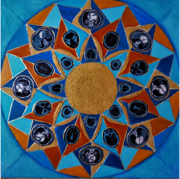 Œuvre contemporaine nommée « Lotus bleu », Réalisée par MAJO MARCHAND