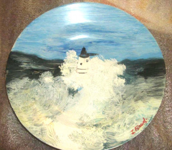 Œuvre contemporaine nommée « Assiette décoration peinture céramique », Réalisée par FLORENCE FéRAUD-AIGLIN