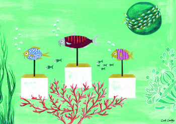 Œuvre contemporaine nommée « mer et fish », Réalisée par CAROLE COURTOUX