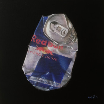 Œuvre contemporaine nommée « Crushed Red Bull can », Réalisée par DIDIER VALLé