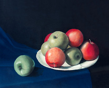 Œuvre contemporaine nommée « Assiette de 8 pommes +1 », Réalisée par MICHEL CHEVRETEAU