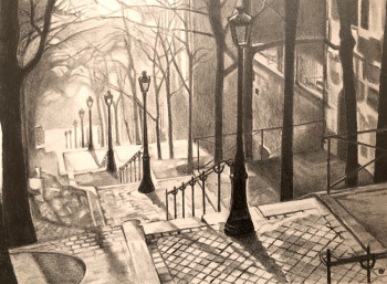 Œuvre contemporaine nommée « Les escaliers de la butte », Réalisée par EMMANUEL VIGNOLLE