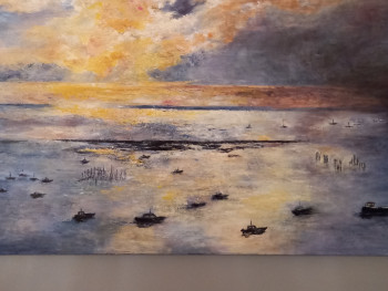 Œuvre contemporaine nommée « lumiere du soir sur le bassin 2 », Réalisée par BRIGITTE PERNOT