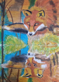 Œuvre contemporaine nommée « Renard au reflet », Réalisée par CATY OCCO