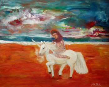 Œuvre contemporaine nommée « Le cavalier et l'unicorne. », Réalisée par MITRA SHAHKAR