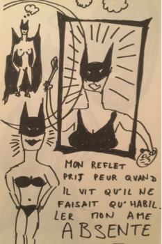 Œuvre contemporaine nommée « batman fugue state, doubles the disguises by crossdressing, batwoman...not », Réalisée par DAVID SROCZYNSKI