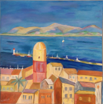 Œuvre contemporaine nommée « Le Port de St Tropez », Réalisée par JOUANNET.M