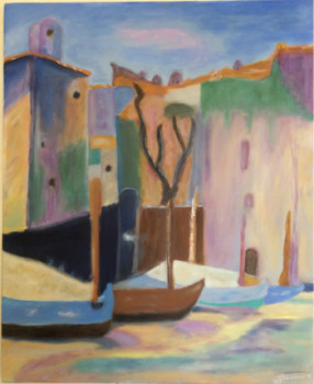 Œuvre contemporaine nommée « La Jonche , Petit port de St Tropez », Réalisée par JOUANNET.M