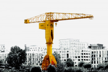 Œuvre contemporaine nommée « NANTES - LA GRUE JAUNE », Réalisée par DAPSANSE