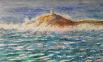 Œuvre contemporaine nommée « Péninsule:" punta d'Omigna" en Corse . juillet 2000 », Réalisée par AMALIA MEREU
