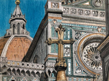 Œuvre contemporaine nommée « Le Duomo de Florence. », Réalisée par PIRDESSINS