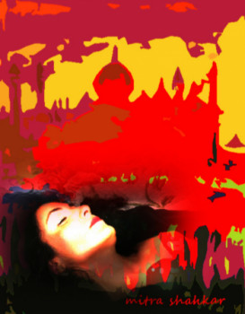 Œuvre contemporaine nommée « Croquis de moi dormant sous une dôme  (Une des séries de création d'après des photos de moi)2005 », Réalisée par MITRA SHAHKAR