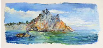 Œuvre contemporaine nommée « rochers à l'Ile Vierge à Camaret en presqu'ile de Crozon », Réalisée par MICHEL HAMELIN