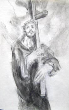 Œuvre contemporaine nommée « Croquis de Jésus Christ », Réalisée par MITRA SHAHKAR