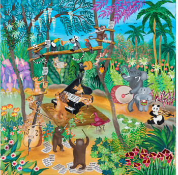 Œuvre contemporaine nommée « L'orchestre philarmonique du zoo/The Zoo's philarmonic orchestra », Réalisée par YOLANDE SALMON-DUVAL