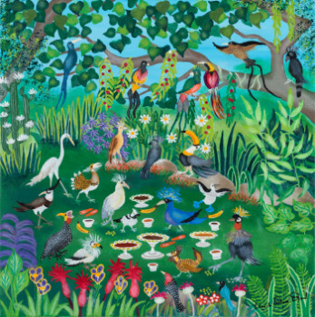 Œuvre contemporaine nommée « Une réception huppée/An elegant garden-party », Réalisée par YOLANDE SALMON-DUVAL