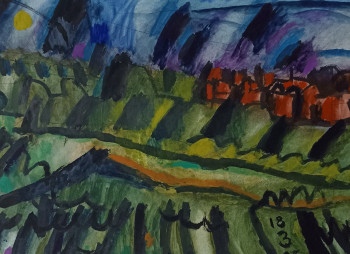 Œuvre contemporaine nommée « hillside village », Réalisée par HARRY BARTLETT FENNEY