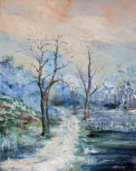 Œuvre contemporaine nommée « Sasanquas en hiver », Réalisée par MICHEL HAMELIN