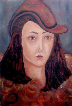 Œuvre contemporaine nommée « Portrait oil on wood. Seulement en photo numérique ou imprimé sur toile. », Réalisée par MITRA SHAHKAR