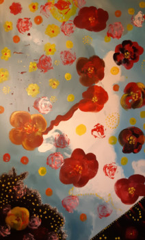 Œuvre contemporaine nommée « Pluie des fleurs. », Réalisée par POLINA