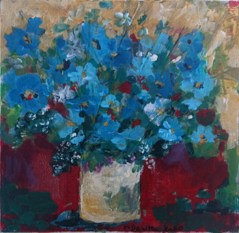Œuvre contemporaine nommée « Fleur Bleue », Réalisée par MARYSE DAVETTE