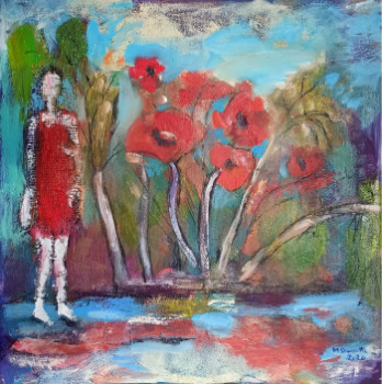 Œuvre contemporaine nommée « Ballade et Coquelicots », Réalisée par MARYSE DAVETTE