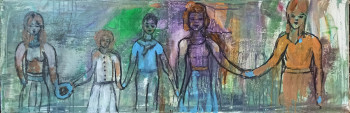 Œuvre contemporaine nommée « Les 5 Amis », Réalisée par MARYSE DAVETTE